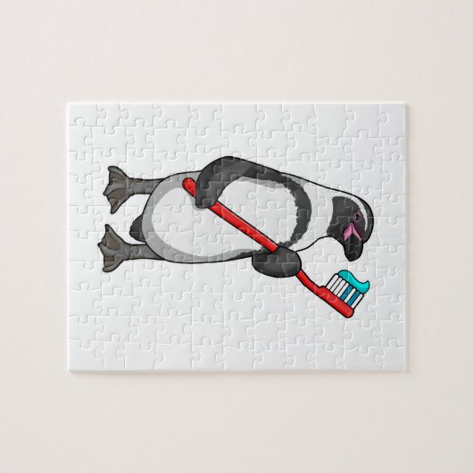 Penguin Tooth-borstel Legpuzzel (Horizontaal)