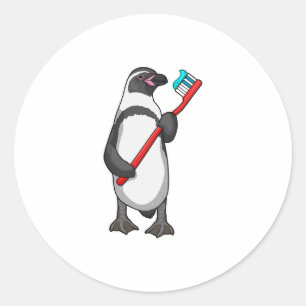 Penguin Tooth-borstel Ronde Sticker