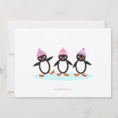 Penguin Trio Girls Ice Skating Birthday Party Kaart (Achterkant)