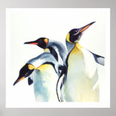 "Penguin Trio" Wilde Waterverf Kunst Poster (Voorkant)