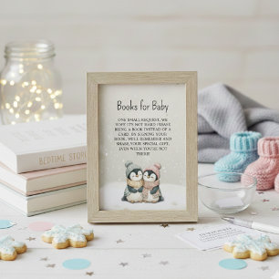 Penguin Tweeling boeken voor Baby Shower Informatiekaartje