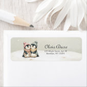 Penguin Twins Baby Shower Neutral Winter Etiket (Insitu)