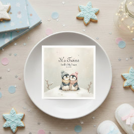 Penguin Twins Baby Shower Winter Theme Boy Girl  Servet