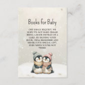 Penguin Twins books for Baby Shower Informatiekaartje (Voorkant)