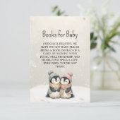 Penguin Twins books for Baby Shower Informatiekaartje (Staand voorkant)