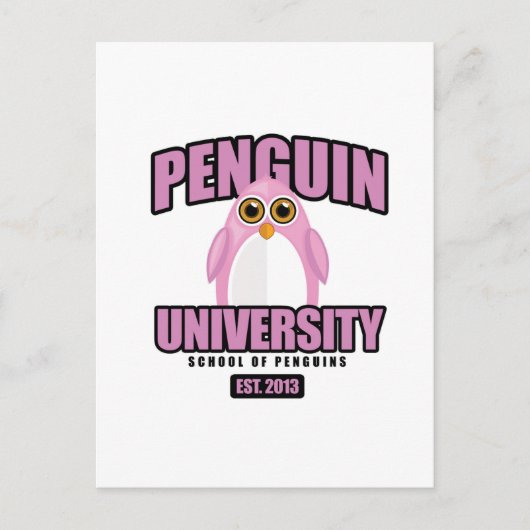 Penguin University - Roze Briefkaart (Voorkant)