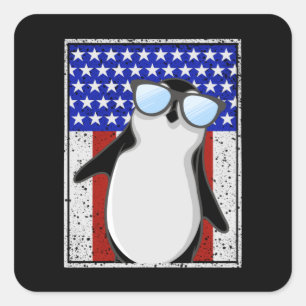 Penguin USA vlag Vierkante Sticker
