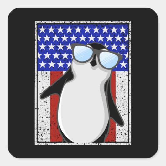 Penguin USA vlag Vierkante Sticker (Voorkant)