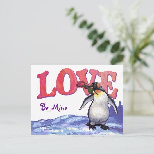 Penguin Valentijnsdag Feestdagenkaart (Staand voorkant)