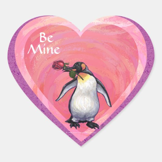 Penguin Valentijnsdag Hart Sticker (Voorkant)