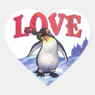 Penguin Valentijnsdag Hart Sticker