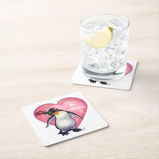 Penguin Valentijnsdag Kartonnen Onderzetters (Insitu)