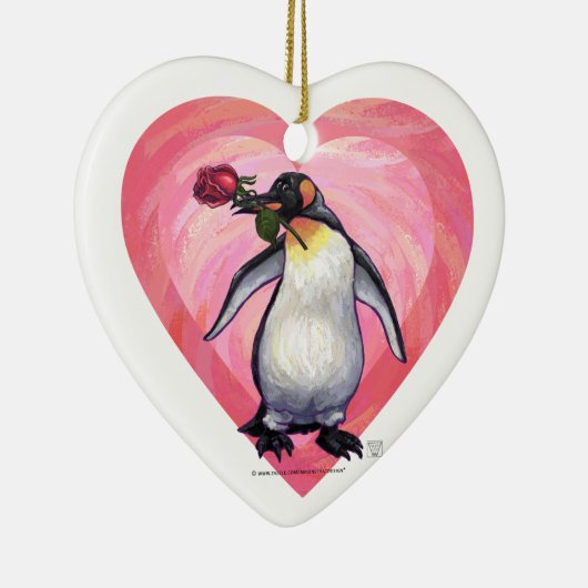 Penguin Valentijnsdag Keramisch Ornament (Rechts)