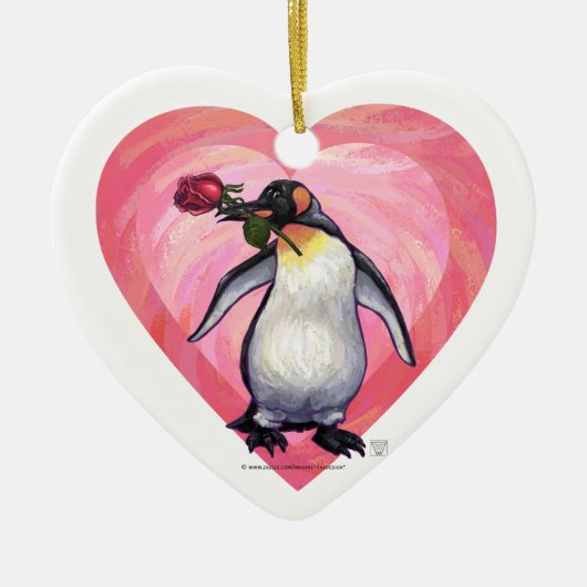 Penguin Valentijnsdag Keramisch Ornament (Voorkant)