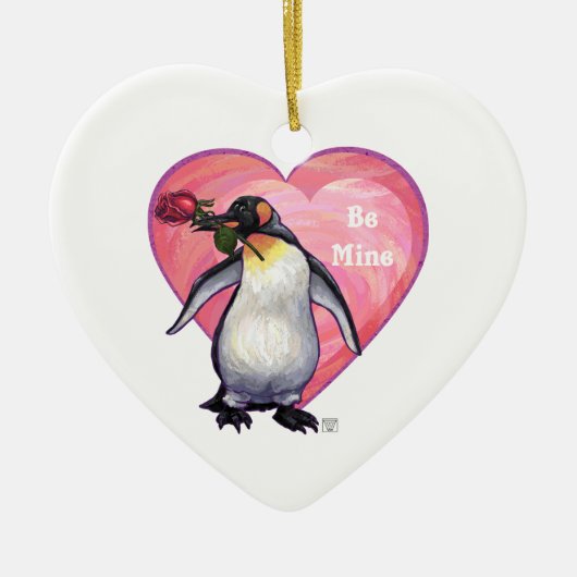 Penguin Valentijnsdag Keramisch Ornament (Voorkant)