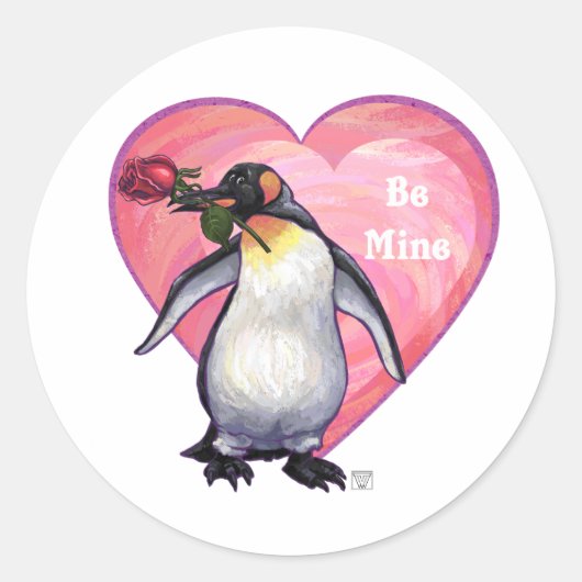 Penguin Valentijnsdag Ronde Sticker (Voorkant)