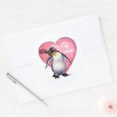 Penguin Valentijnsdag Ronde Sticker (Envelop)