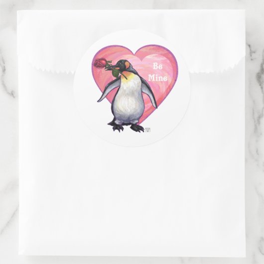 Penguin Valentijnsdag Ronde Sticker (Tas)