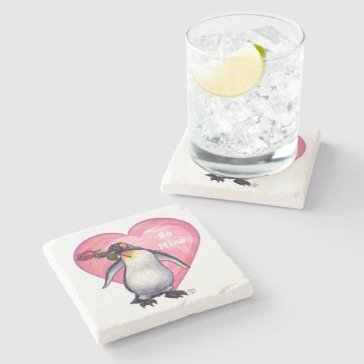 Penguin Valentijnsdag Stenen Onderzetter (Zijkant)