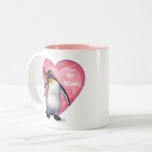 Penguin Valentijnsdag Tweekleurige Koffiemok (Voorkant links)