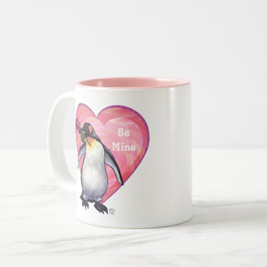 Penguin Valentijnsdag Tweekleurige Koffiemok (Voorkant links)