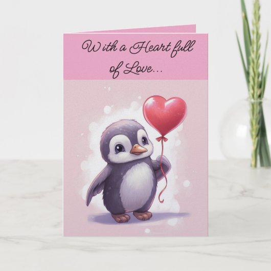 Penguin Valentine Day Holiday Card Feestdagen Kaart (Voorkant)