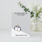 Penguin Valentine Love Card Cute Romantic Couples Feestdagenkaart (Staand voorkant)