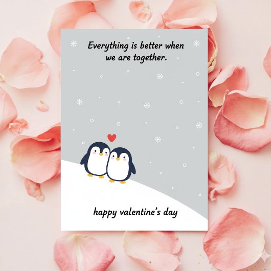 Penguin Valentine Love Card Cute Romantic Couples Feestdagenkaart