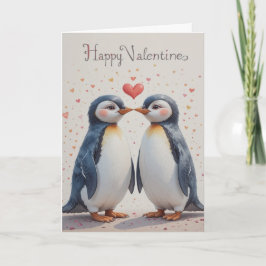 Penguin Valentine Sweet Winter Love Couple  Feestdagen Kaart