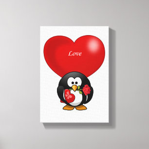 Penguin van de Valentijnse afdruk van het verrekte Canvas Afdruk