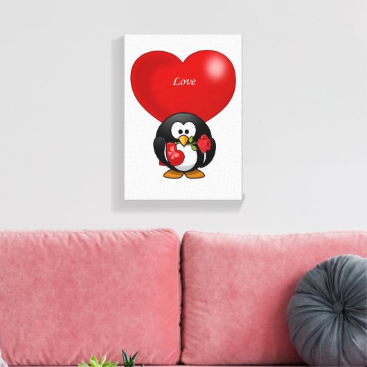 Penguin van de Valentijnse afdruk van het verrekte Canvas Afdruk (Insitu (Woonkamer))