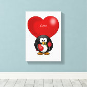 Penguin van de Valentijnse afdruk van het verrekte Canvas Afdruk (Insitu (Houten vloer))