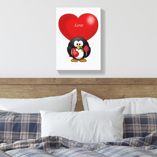 Penguin van de Valentijnse afdruk van het verrekte Canvas Afdruk (Insitu (Slaapkamer))