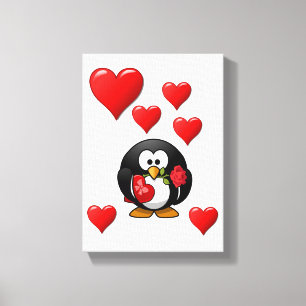 Penguin van de Valentijnse afdruk van het verrekte Canvas Afdruk