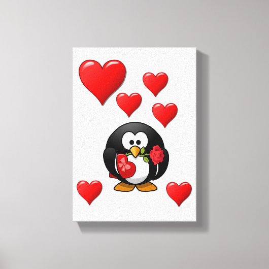 Penguin van de Valentijnse afdruk van het verrekte Canvas Afdruk (Voorkant)