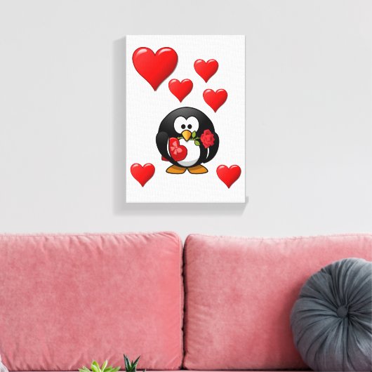 Penguin van de Valentijnse afdruk van het verrekte Canvas Afdruk (Insitu (Woonkamer))
