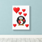 Penguin van de Valentijnse afdruk van het verrekte Canvas Afdruk (Insitu (Houten vloer))