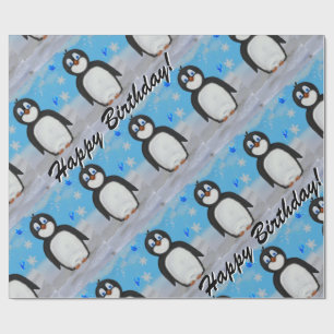 Penguin verjaardag inpakpapier
