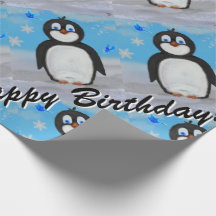 Penguin verjaardag inpakpapier