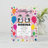 Penguin Verjaardag Uitnodiging | Jongens & Meisjes (Staand voorkant)