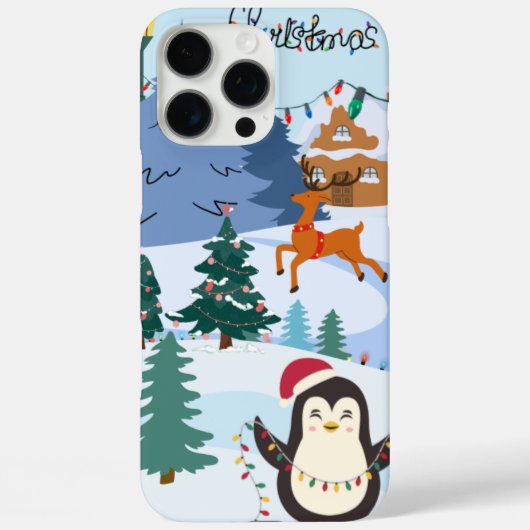 Penguin verlicht Kerstmis Case-Mate iPhone Case (Achterkant)