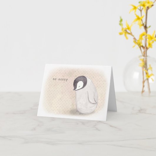 Penguin verontschuldigt zich met oprechte sympathi kaart (Gele Bloem)