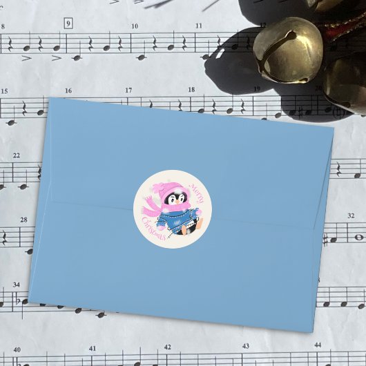 Penguin verstrikt in het licht Kerst sticker