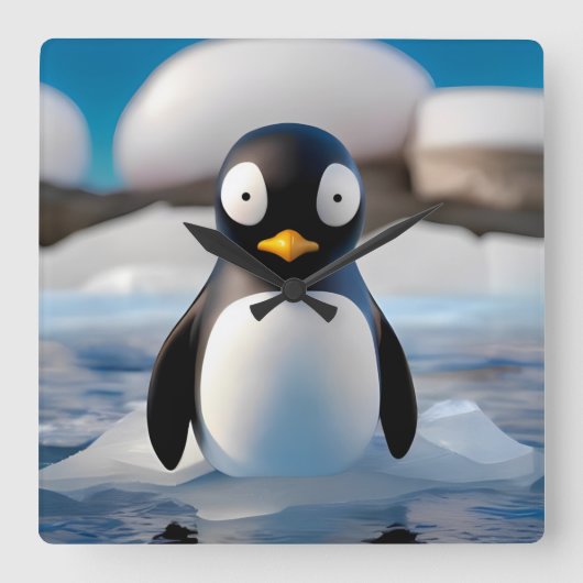 Penguin Vierkante Klok (Voorkant)