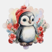 Penguin Voeg Namen Schattige Kerstmis Ornament Kaart (Voorkant)