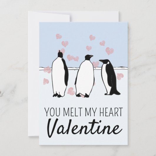 Penguin Vogel Valentijn Roze Harten Smelten Mijn H Kaart (Voorkant)