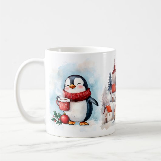 Penguin "Wake Up and Sparkle" Winter Mug Koffiemok (Links)
