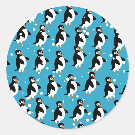 Penguin Wallpaper Ronde Sticker (Voorkant)