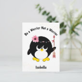 Penguin Warrior geen Worrier Cute Personalized Briefkaart (Staand voorkant)