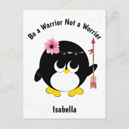 Penguin Warrior geen Worrier Cute Personalized Briefkaart